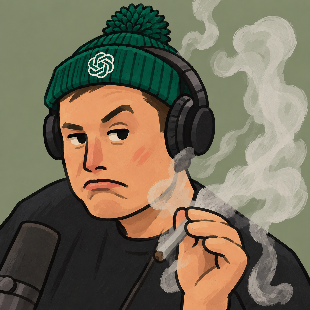 MUSKGPT smoking at the microphone